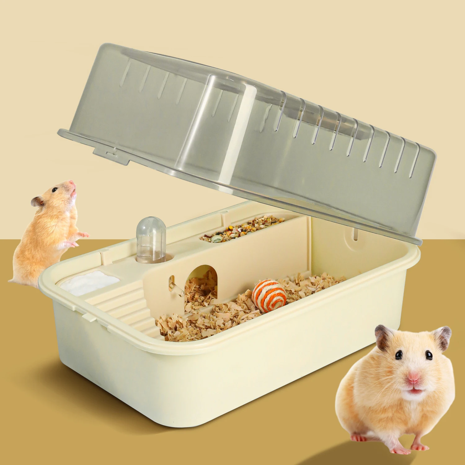 2024 New Design Visualization Hamster Cage Translucent Square Multi-function Zone Hamster Cage for Hamsters or Similar-Sized Pet