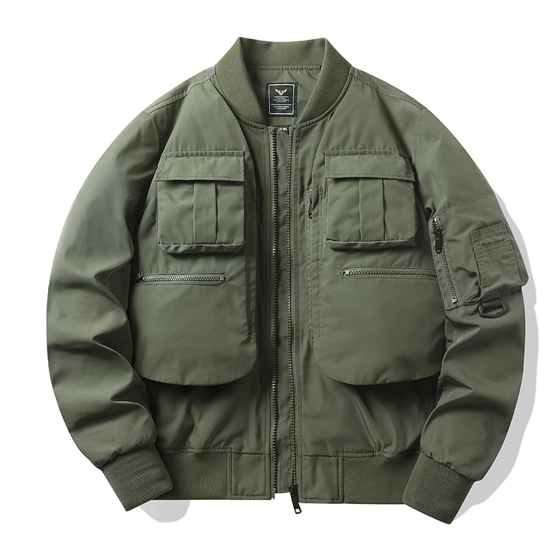 Manufacturer Locomotive Scandinavian Low MOQ Multiple Pockets Men Windbreaker Bomber Flight Pilot Jacket