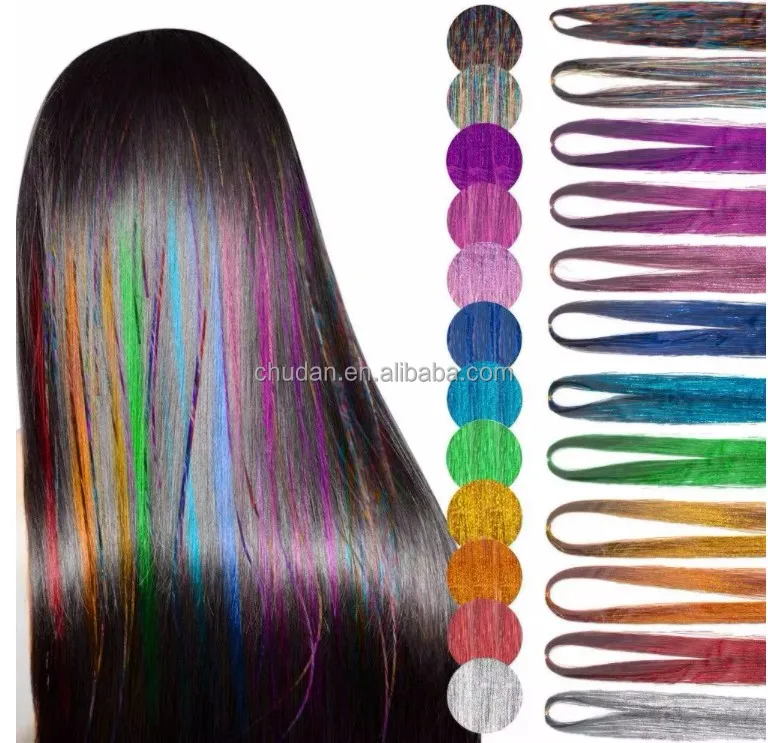 43 Inches Hair  Strands Shiny Tinsel Hair Extensions Colorful Tinsel  Glitter Hair
