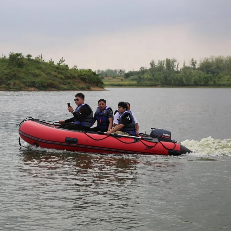Aluminum Floor Folding Boat Fishing Inflatable Boat 1.2mm PVC Rescue Kayak Rowing Canoe with Free Accessories