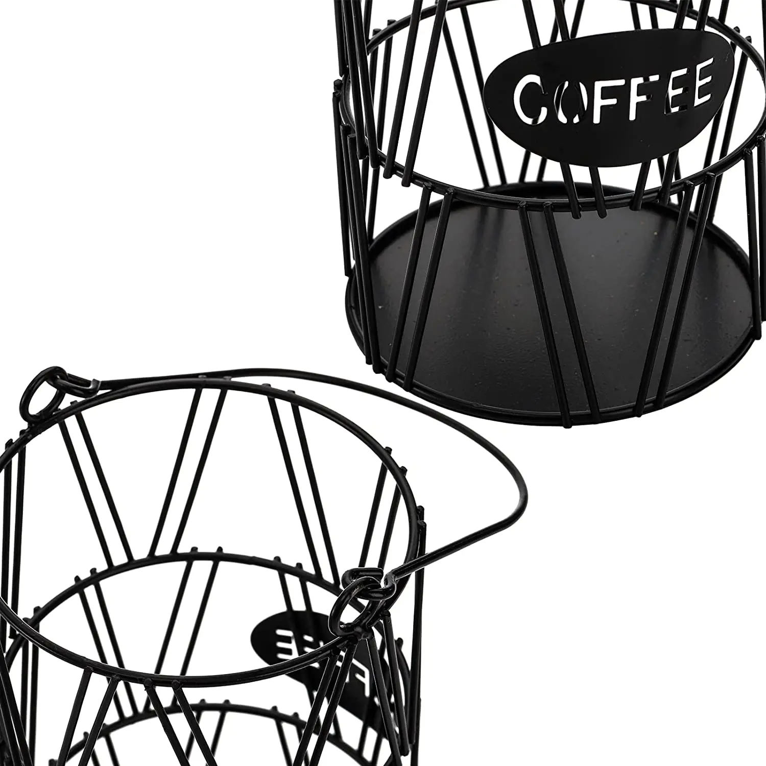 Large Capacity Black 2 Pack Table Kitchen Metal Wire Espresso Storage Coffee Pod Basket with Handle