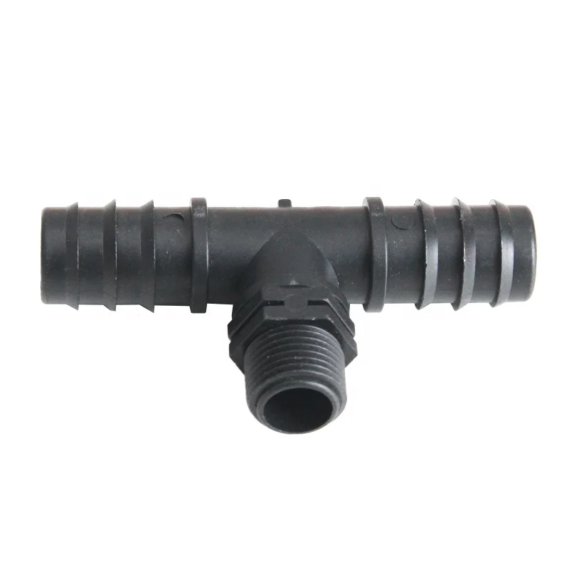 Tee Fittings for Tubing Greenhouse Garden Plastic Fittings Male Tee Connector for Drip Irrigation System