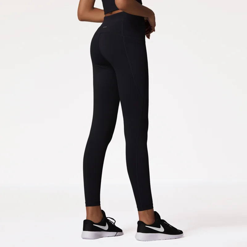 
2020 New Double Layer High Waist Nylon Sports Fitness Pants Tummy Control Yoga Pants With Pocket 