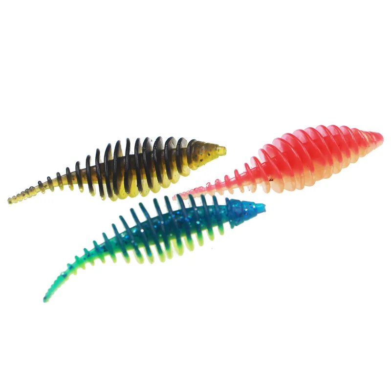 New 50mm 1.6g Pvc Soft Bait Double Color Needle Pin Tail Soft Worm Artificial Plastic Fishing Lures Bass Bait