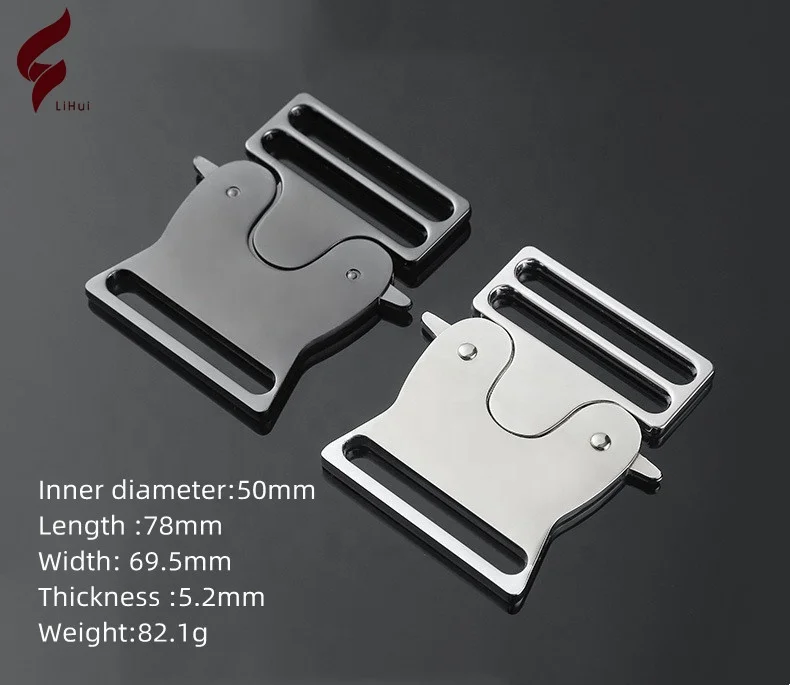 Lihui Manufacturer Direct Selling Designer Wide Belt Buckle Side Release Metal Surcingle Buckle For Luggage Bags