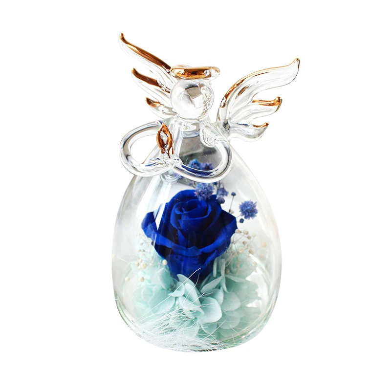Factory Angel Immortal Flower Glass Cover Creative Ornaments Christmas Gifts Lover Rose Gifts