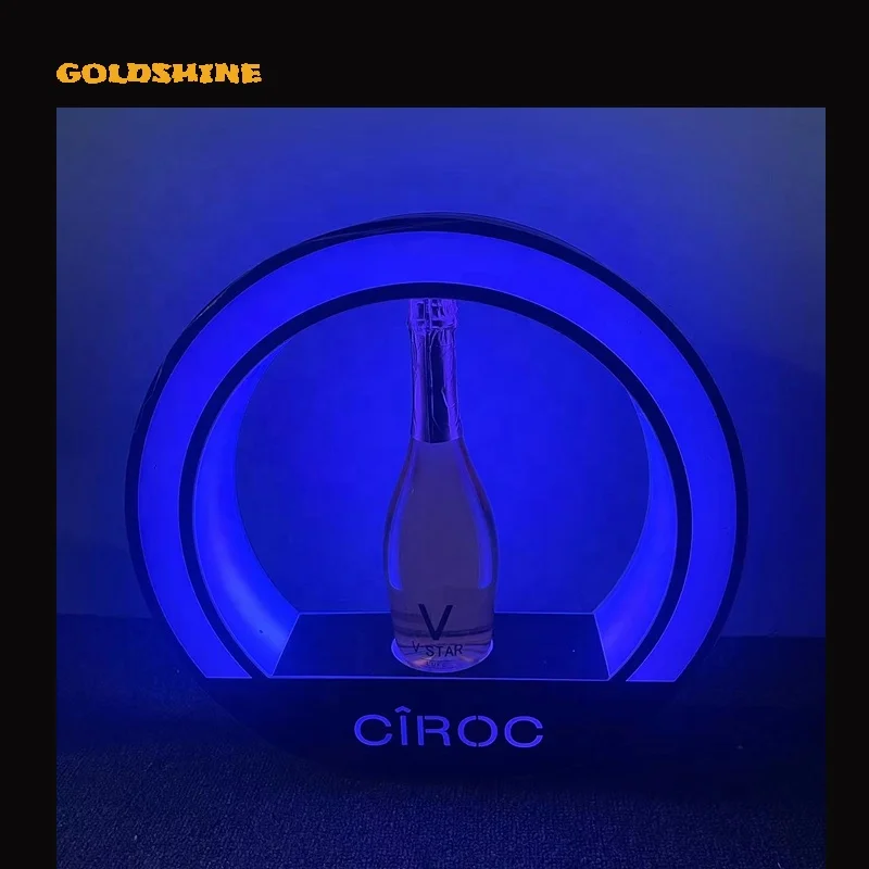 Rechargeable Acrylic Lighted Logo Display LED Light Bottle Presenter Wine holder LED Light Acrylic Wine Bottle Display