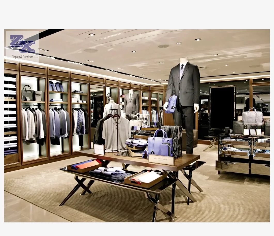 High end customized menswear shop design men clothing store interior design and shop fitting retail store fixtures