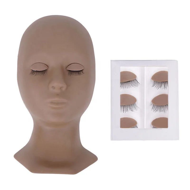 Training Head Mannequin Removable Eyelash Head Model Brown Black Practice Mannequin Head for Eyelashes Extension