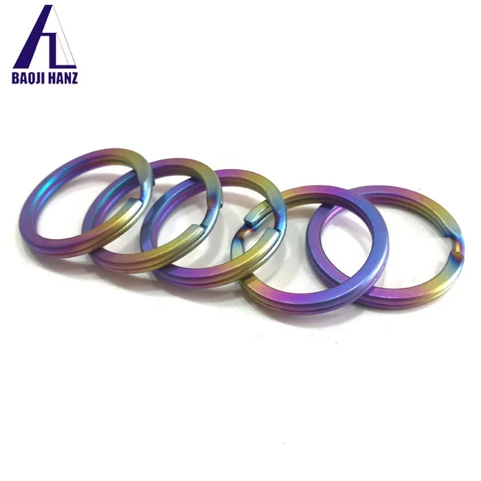 Fashionable 10mm 12mm 25mm flexible ti circular keychain titanium split key rings