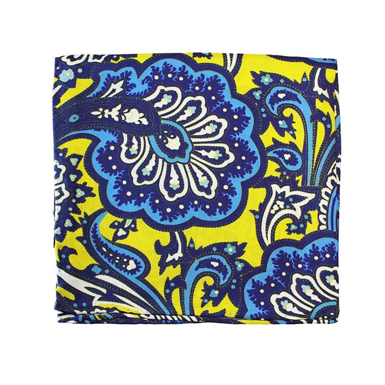 Wholesale low MOQ classic paisley pattern pocket square custom designer 100% silk pocket square