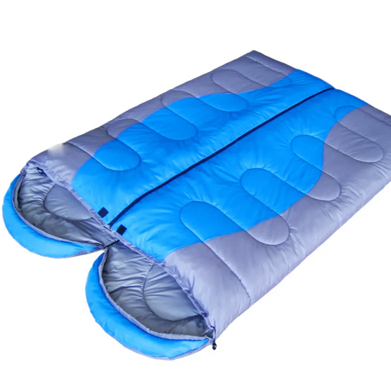 sleeping bag outdoor camping two color patchwork double mummy sleeping bag