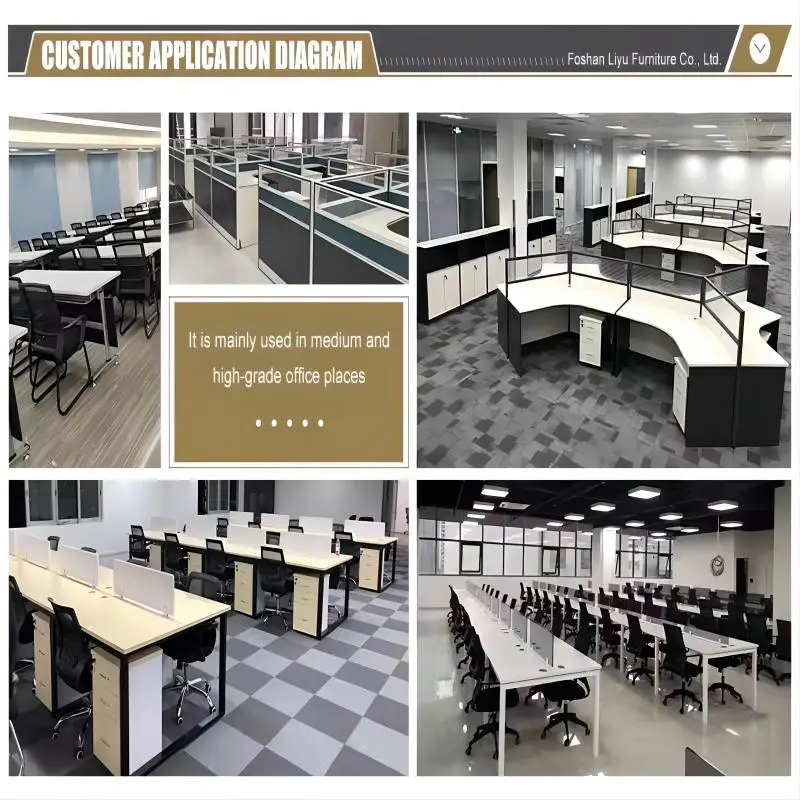 Liyu furniture Modular Staff office table design Indoor Modern wooden with  high side cabinet work station Office Partitions
