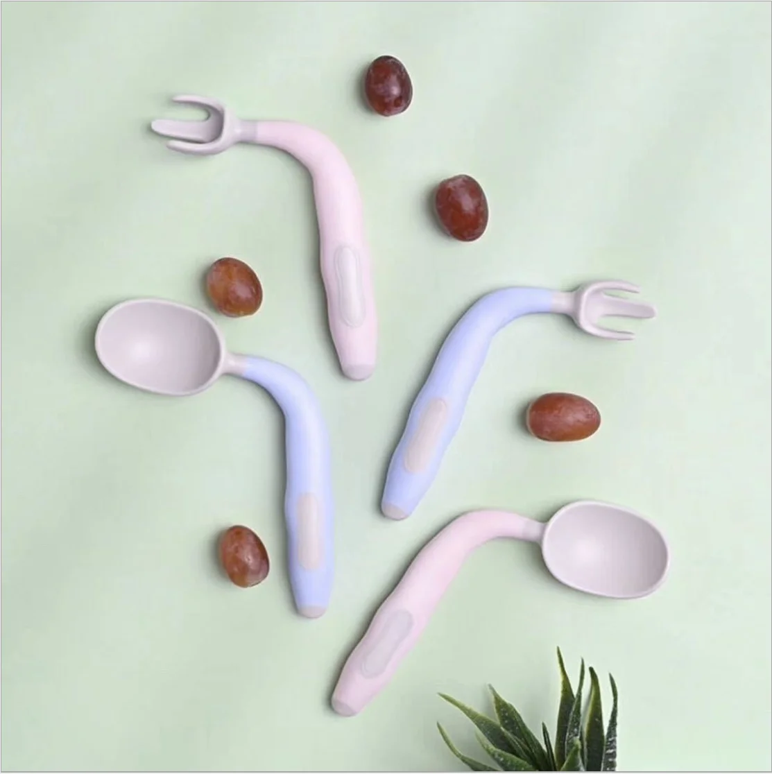 BPA Free  AdjustableTableware Bendable Training Baby Spoon & Fork