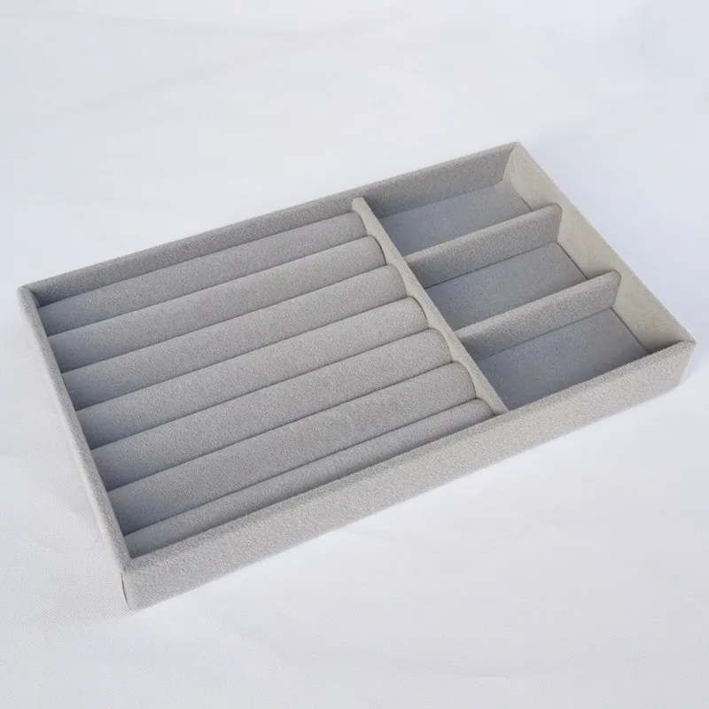 Set of 4 velvet jewelry storage drawer organizer Ring Jewelry Display Tray cardboard jewelry earrings tray for bracelet rings