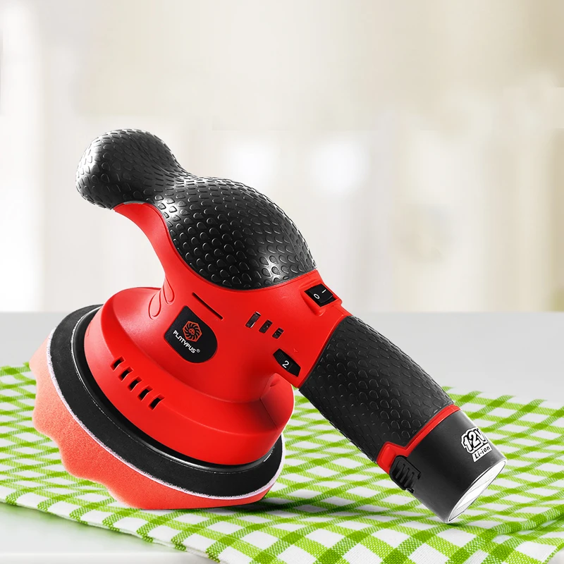 PLATYPUS 12V 9mm Orbit Wireless DA Polish Wax Machine 150mm Backing Plate Cordless Car Buffer Polisher Efficiency Polishing