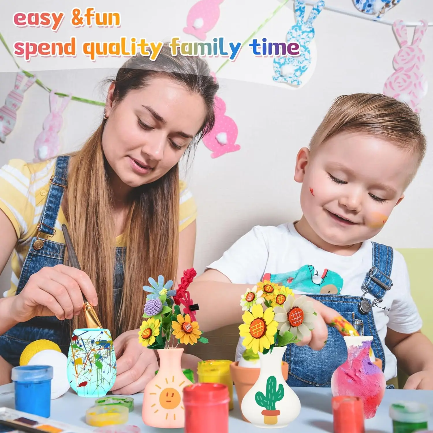 Wholesale Blank Model Diy Vase Hand Painted Ceramic Vase for Kids Home Table Decor