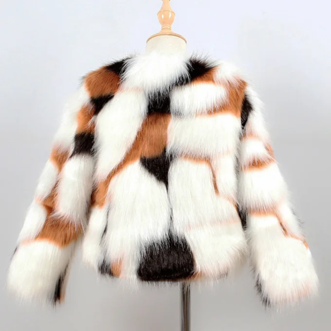 Kids winter coat long sleeves fashion jacket little girls latest design imitation fur coat