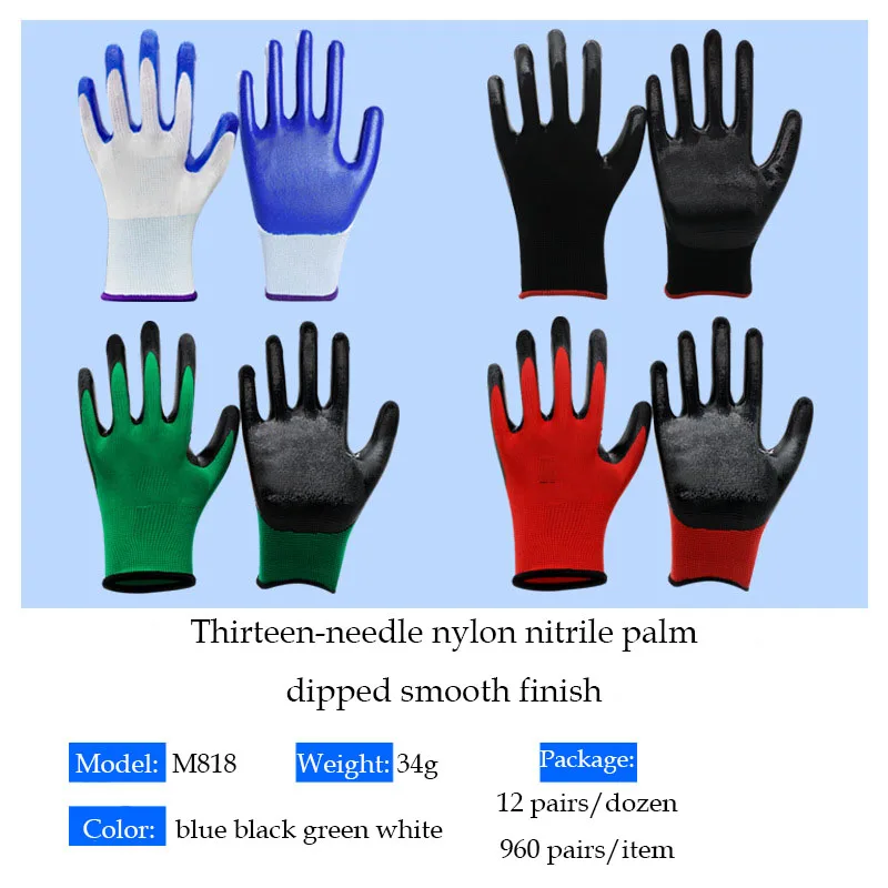 Construction Gloves Disposable Protective  Nitrile and Rubber Gloves For  Men Work Gloves