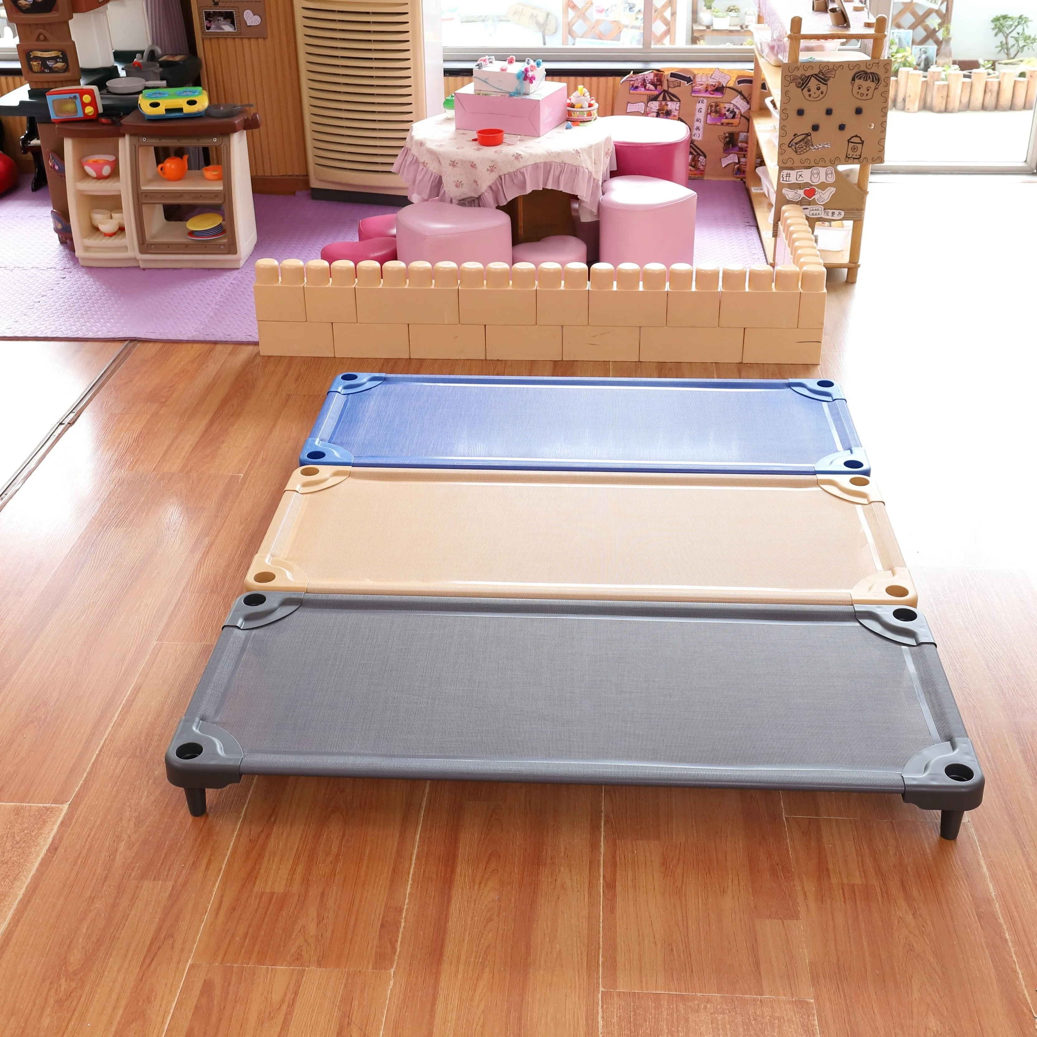 Children Bed For Kindergarten Injection Nursery Stackable Plastic Preschool Kids Modern Furniture