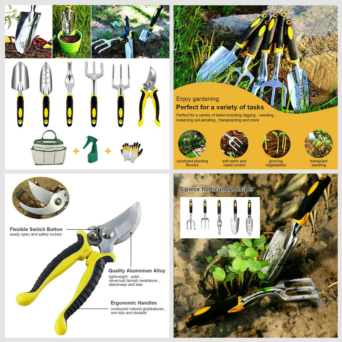 HGT08A Specialty 8 Piece Lady Garden Tool Set, Flower Design Garden Tool Set, Gardening Tool With Bag