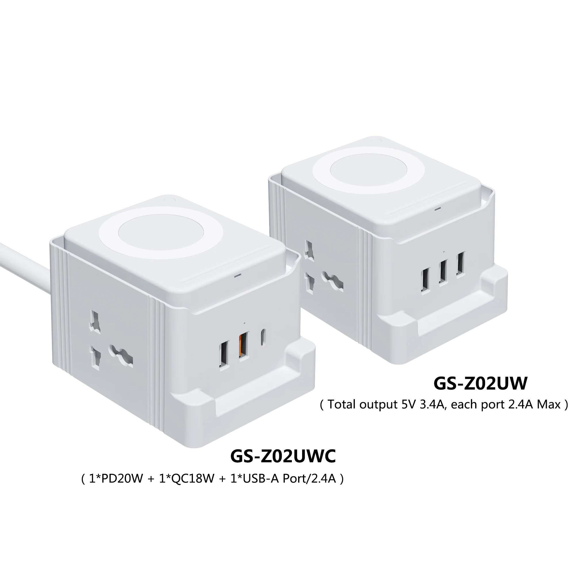 Desktop 10W Wireless Charger 2500W Universal Power Outlet Electric Socket Child Protection Cube Extension Board With 3 Usb Ports