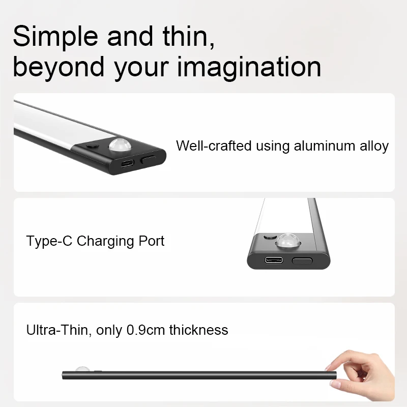 3 Color Temps USB Rechargeable Kitchen Night Lights 120 LED Motion Sensor Light for Closet, Stairs, Under Cabinet