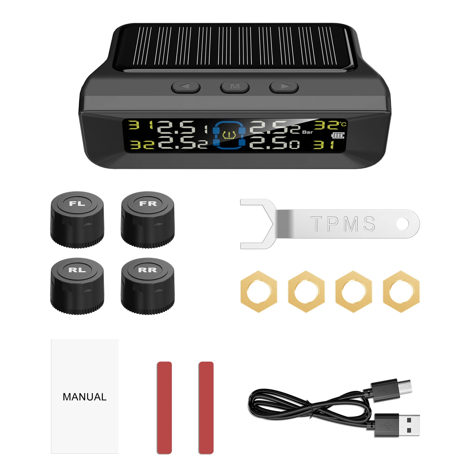 New Arrival Car Solar TPMS High brightness LCD display 8bar Steelmate Tyre Tire Pressure Monitoring System For Car TPMS Sensor