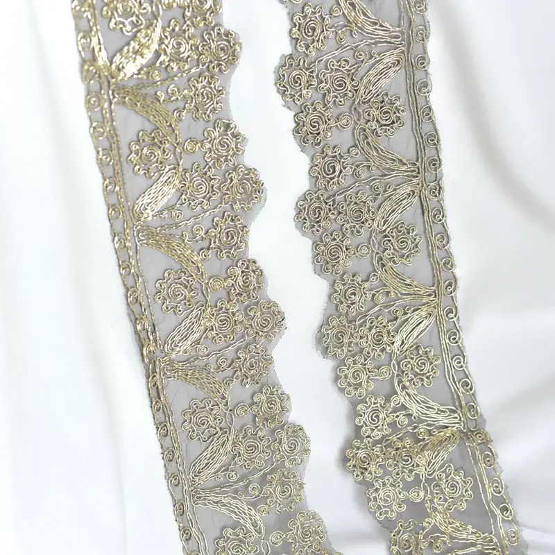 Gold line black net bottom lace lace wedding dress decoration dress diy accessories accessories trim lace