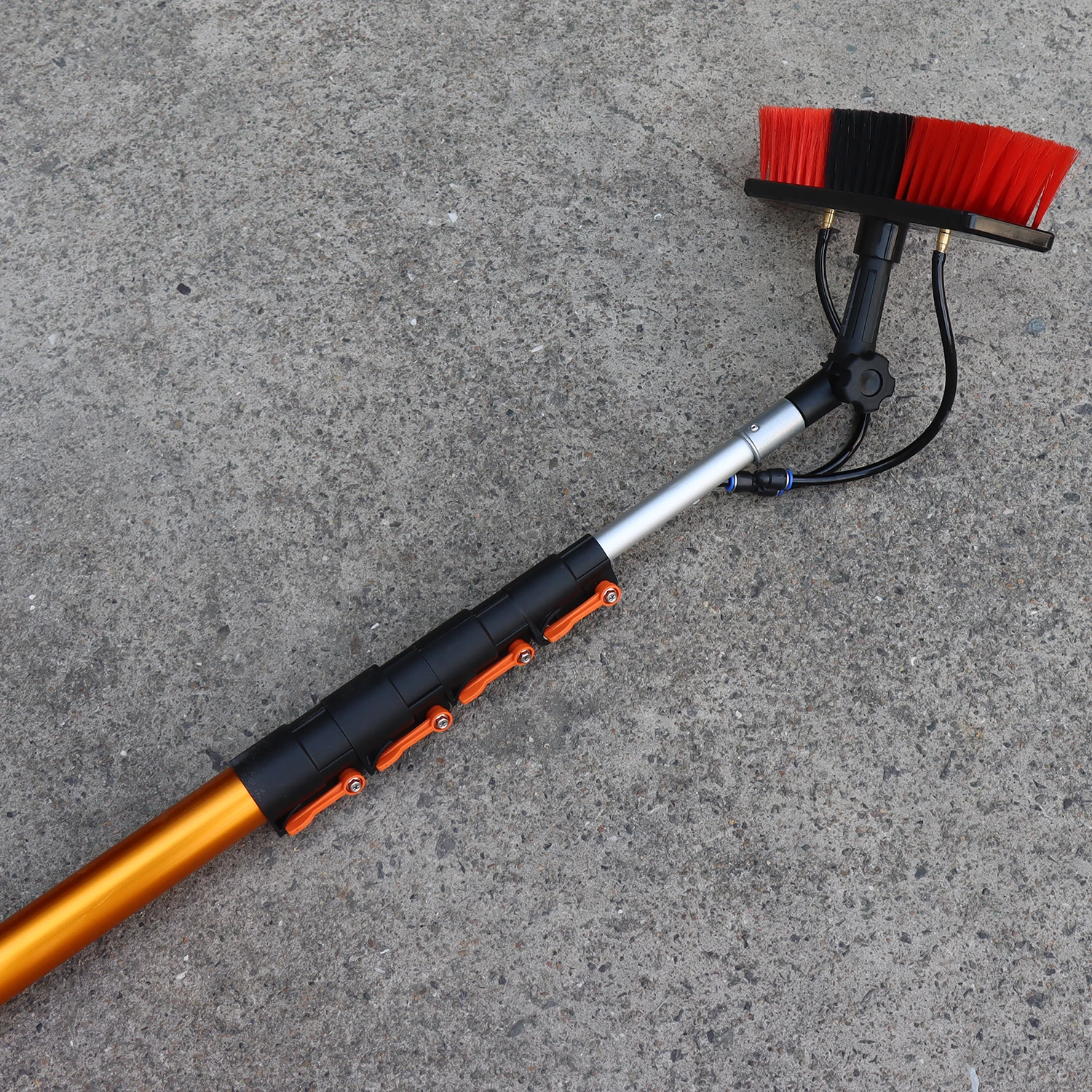 Portable Water Supply Rod 1.2-4.3M Aluminum Alloy Telescopic Rod Solar Cleaning Brush Window