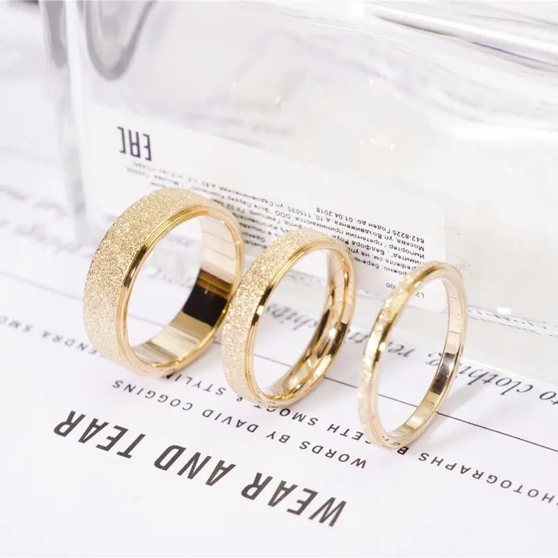  Hot Sales Gold Plated Elegant Fashion Stainless Steel Wedding Bands Round Rings For