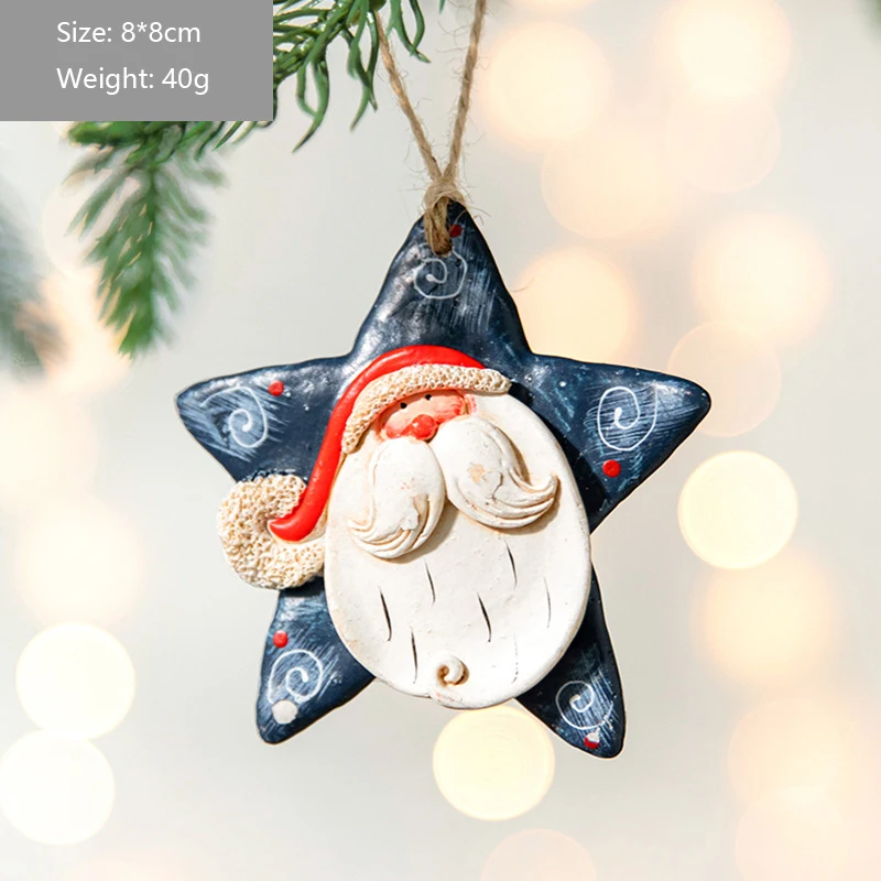 Christmas Painted Resin Santa Claus Hanging Vintage Style Christmas Tree Ceramic Decoration