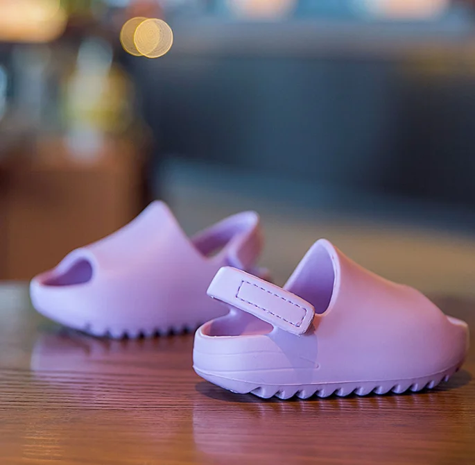 Drop Shipping Custom Colorful Inspired Kids Yeezy Slides Sandals Yezzy With Strap For
