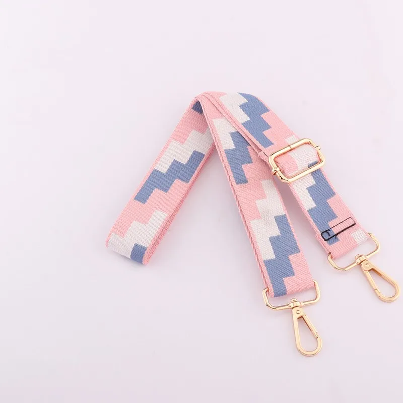 Multicolor Tetris Design Jacquard Webbing Crossbody Bag Straps 3.8cm Wide Adjustable Belt Strap For Ladies Handbag