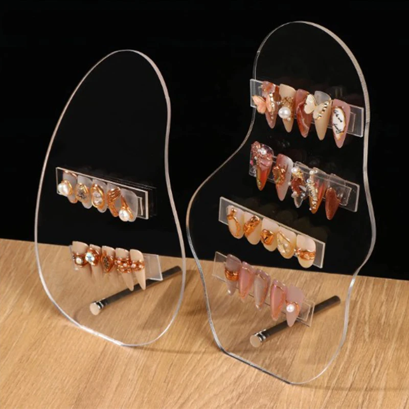 Custom Irregular Acrylic Nail Tip Stand Holder Transparent Nail Art Display Board Nail Art Tips Strips for Practice Design