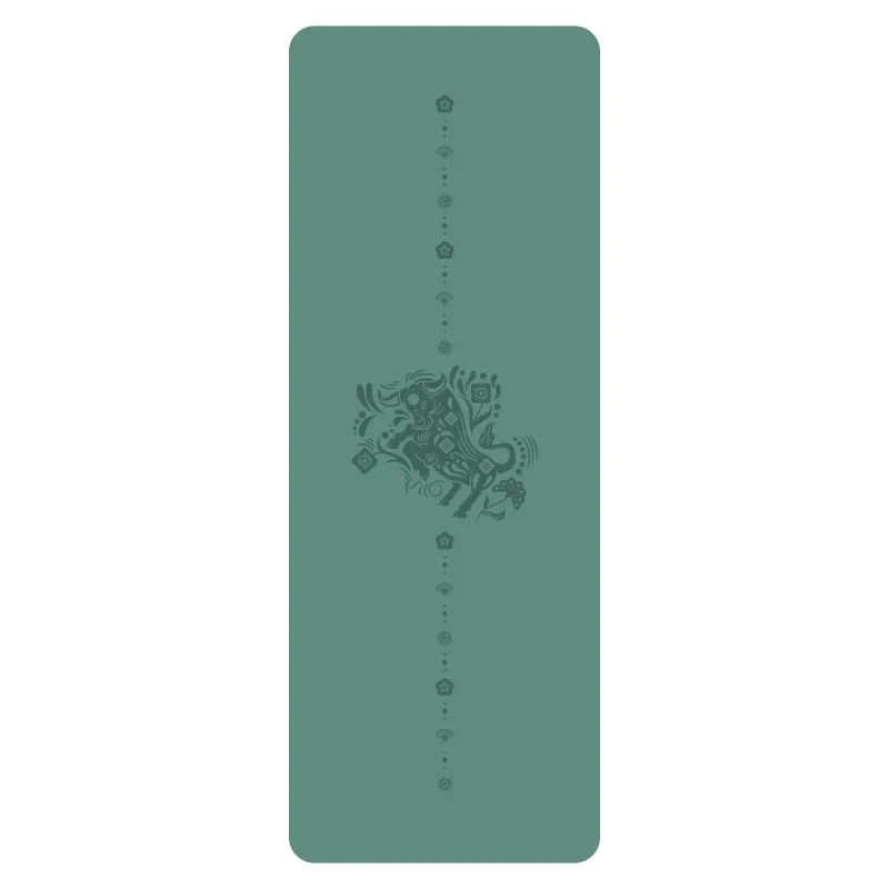 Chinese Zodiac Cattle Custom Logo  PU Rubber Yoga Mat Laser Engraved Custom Printed GYM Eco Friendly Yoga Mat Natural Rubber