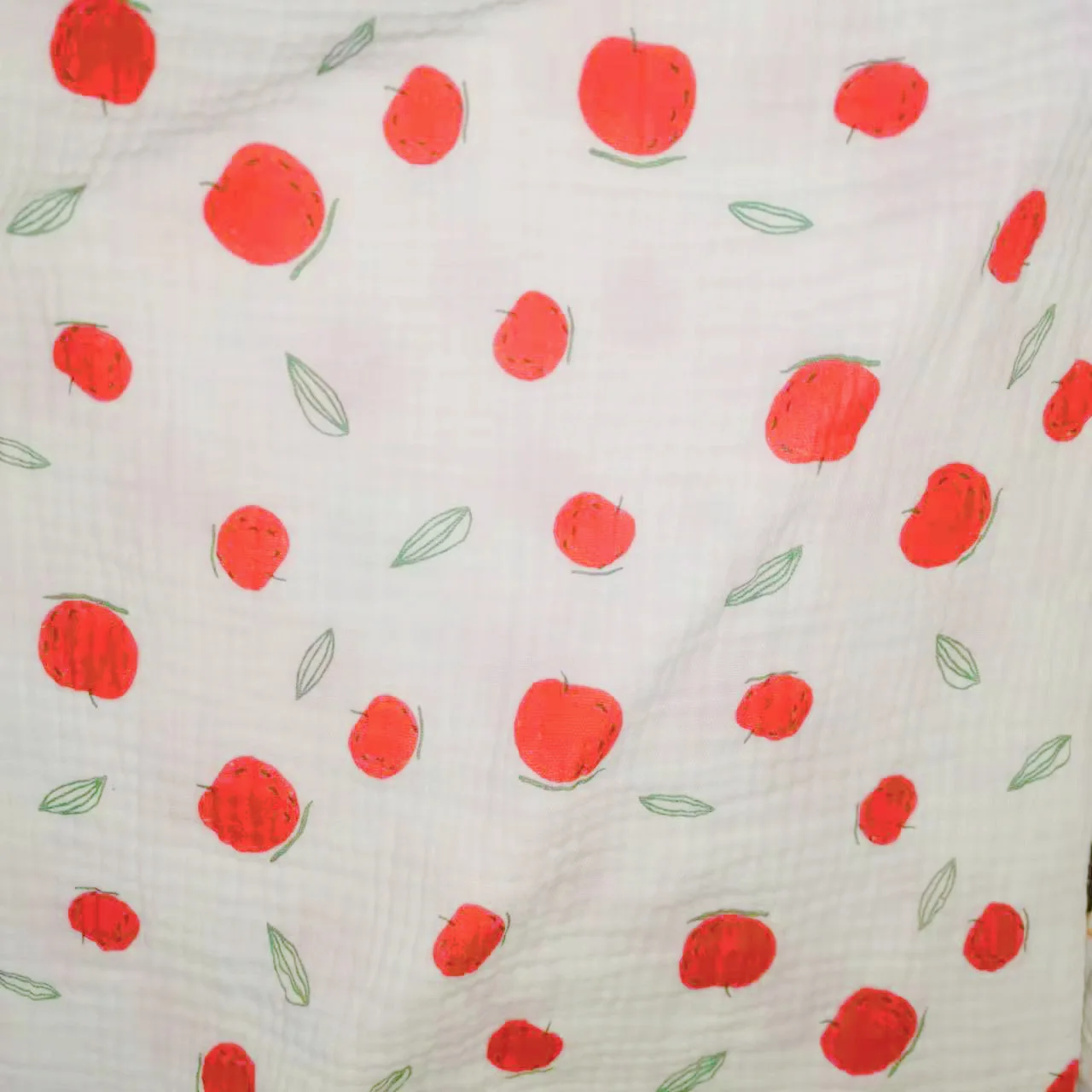 2 Layer Wholesale Customized Fruit Print Organic100% Cotton Double Gauze Muslin Fabric