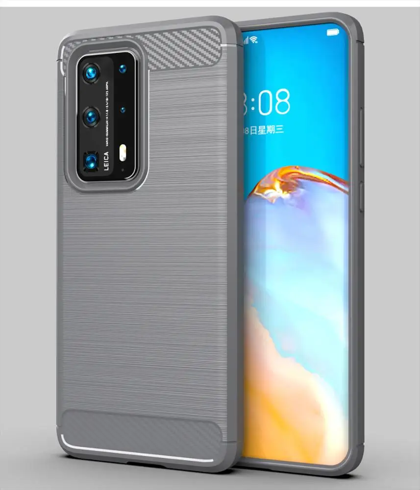 Carbon Fiber Shockproof Soft TPU Mobile Phone Back Cover Case For Huawei P40 Pro+
