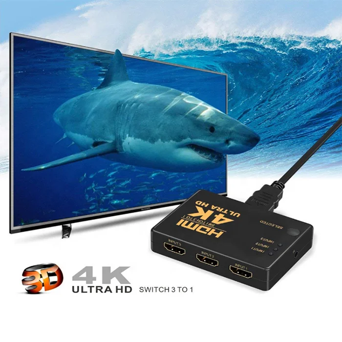 4K Splitter 3x1 3 In 1 Out Ul-tra HD switcher Control 3 Port HDTV Switch 4K SPLITTER