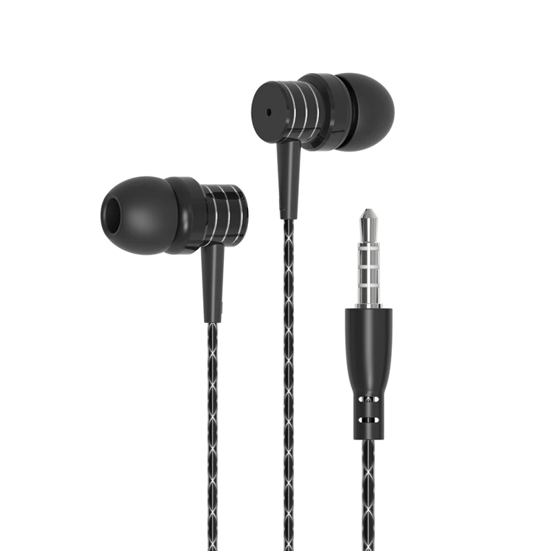 Promotional 3.5mm stereo wired in-ear metal earphone 10mm speaker sports earbud with Microphone for Iphone/Samsung/Huawei