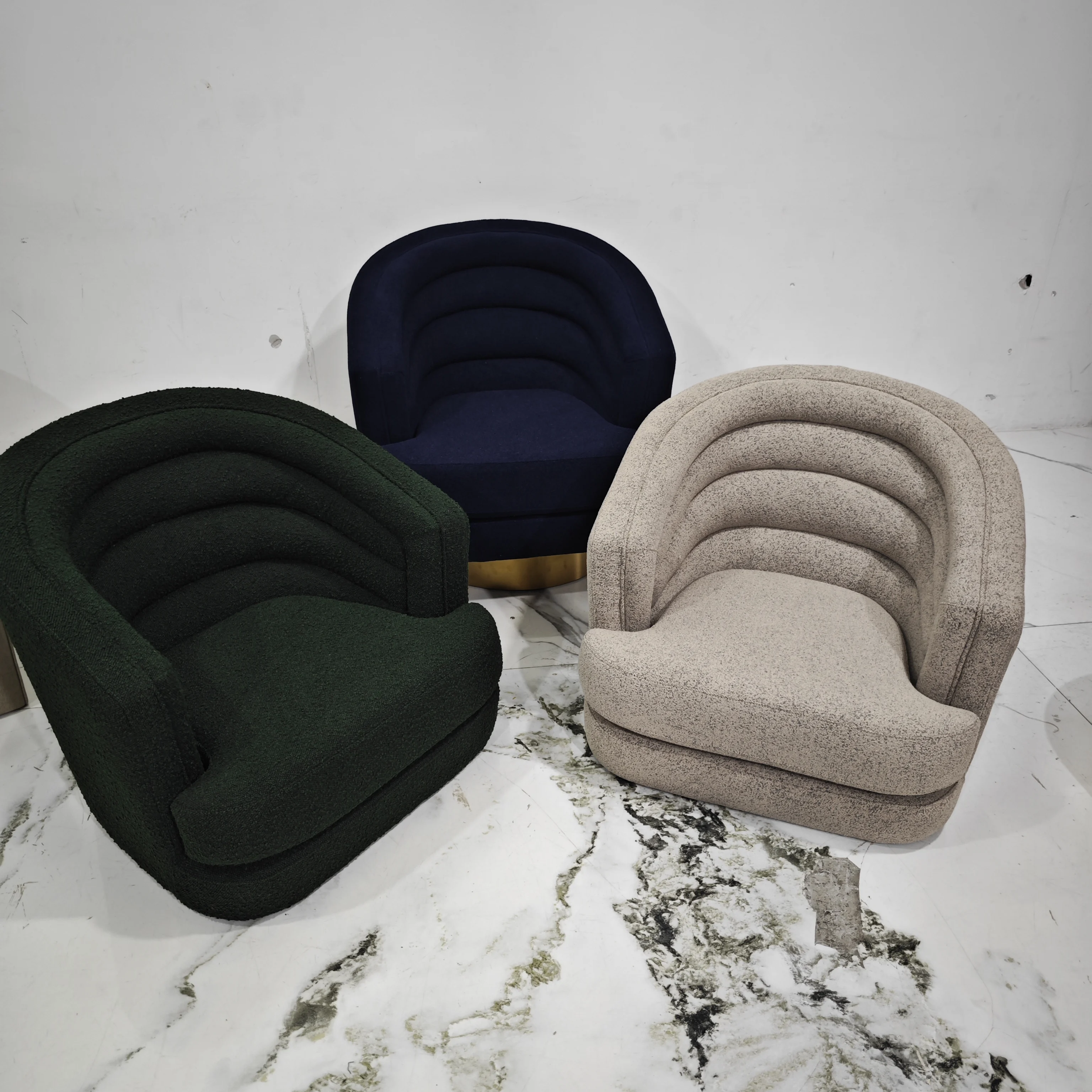 Modern Nordic Luxury Design Hotel Living Room Swivel Accent Chair Velvet Boucle Fabric Armchair Single Sofa Chair