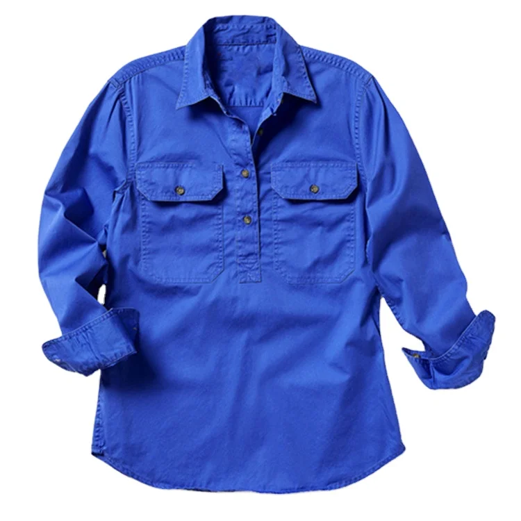 Work Wear Long Sleeve Shirts Australian Fashion Style Lady Western Country Cotton Twill Workwear Shirt