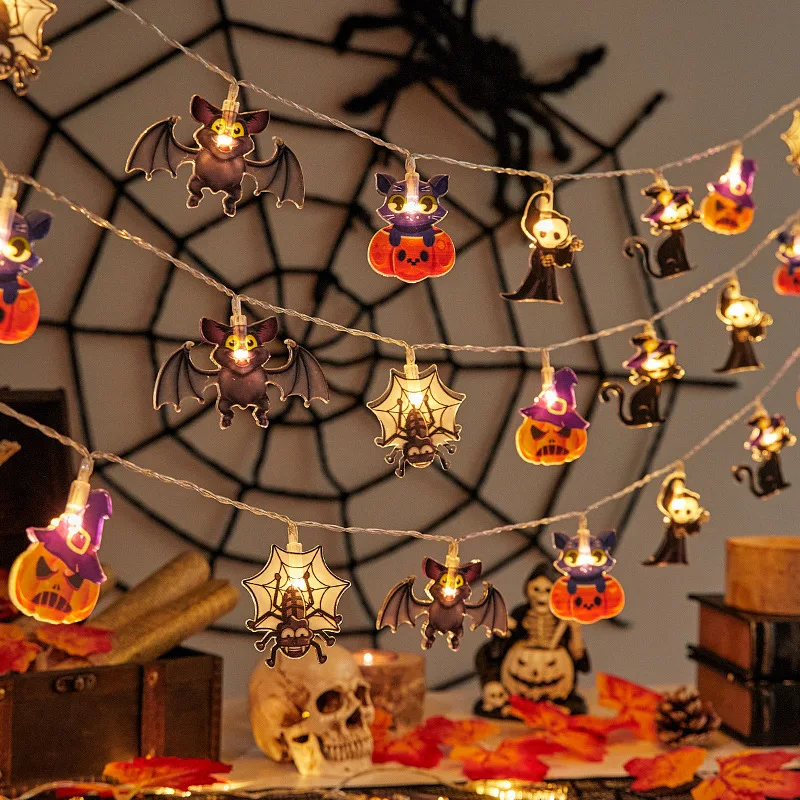 JQ strings spider webs bats pumpkins Grim Reaper holiday decoration lights