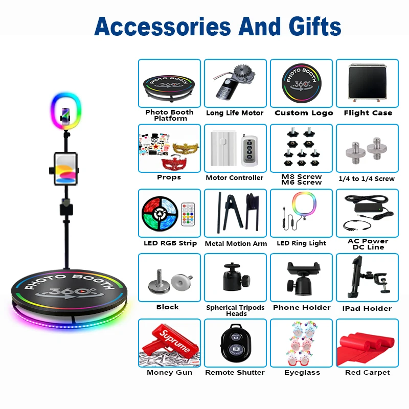 High Quality Camera  360 Degree Video Photobooth Machine Ring Led Light 360 Photo Booth Machine Automatic For Party