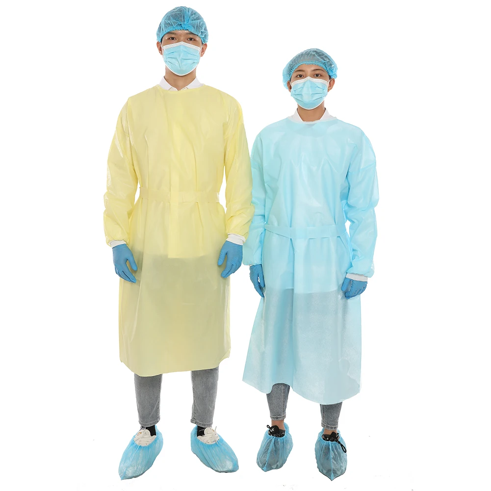 3A Medical Manufacturer Blue Yellow Non-woven Knitted Cuff Waterproof AAMI Level 2 Disposable Surgical Isolation Gowns