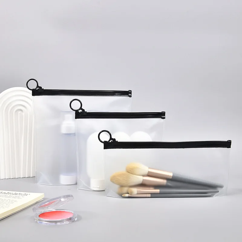 Frosted clear pvc waterproof makeup Bag set printed three-dimensional pvc bag Zipper travel makeup storage bag