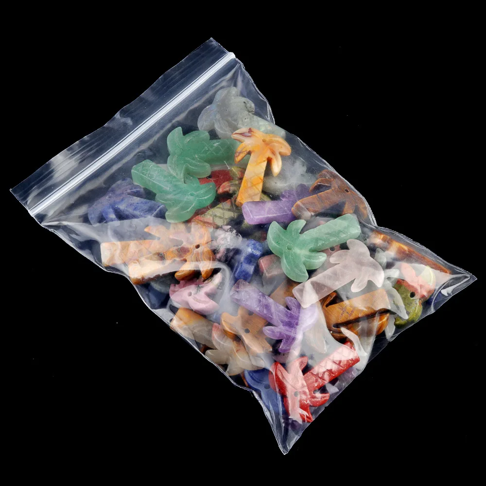 Wholesale Polished Natural Crystal Cute Coconut Tree Stone Pendant for DIY Jewelry Making