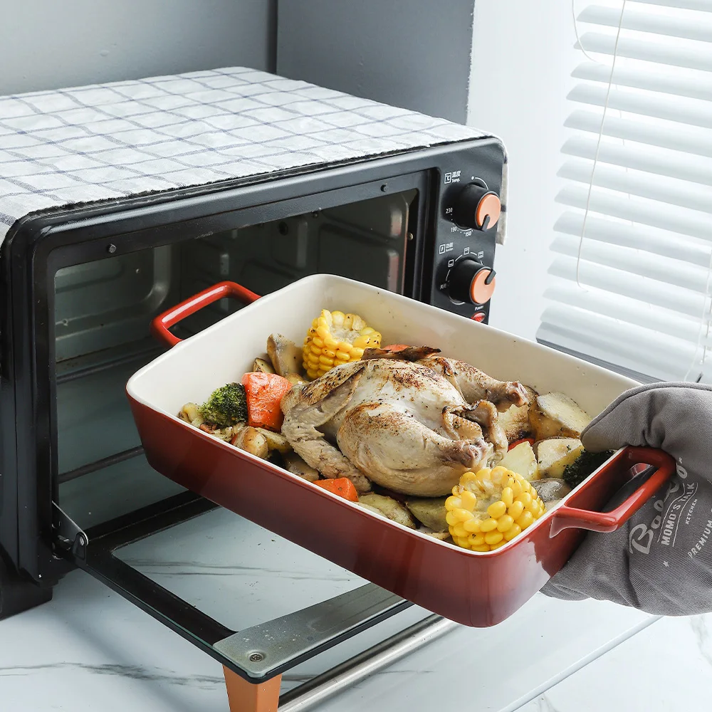 Rectangle Ceramic Baking Dish Set of 3 Oven Casserole Stoneware Bakeware Set Porcelain Large Lasagna Baking Dishes & Pans Set