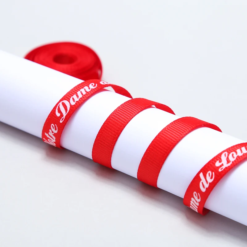 Manufacturer wholesale custom gold\/silver foiled printed gross grain ribbons hot stamping logo grosgrain ribbon