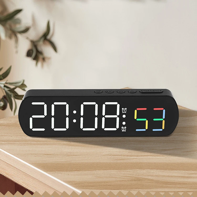 BSCI Factory New Custom Electric Timer Count Up Count Down Digital Color Alarm Snooze Voice Control  Table  LED Clock